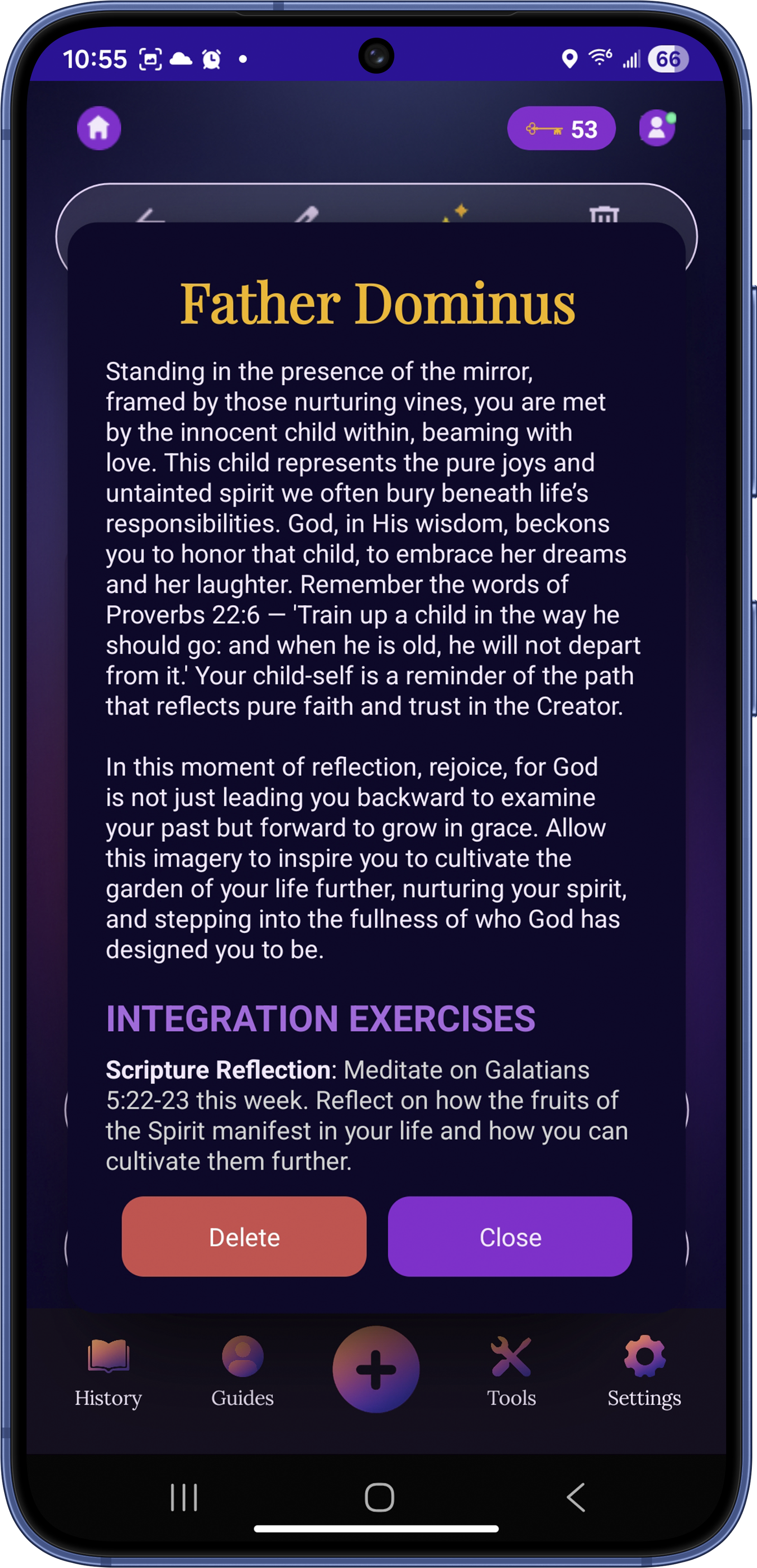 Dream Interpretation Screenshot with Integration Exercise