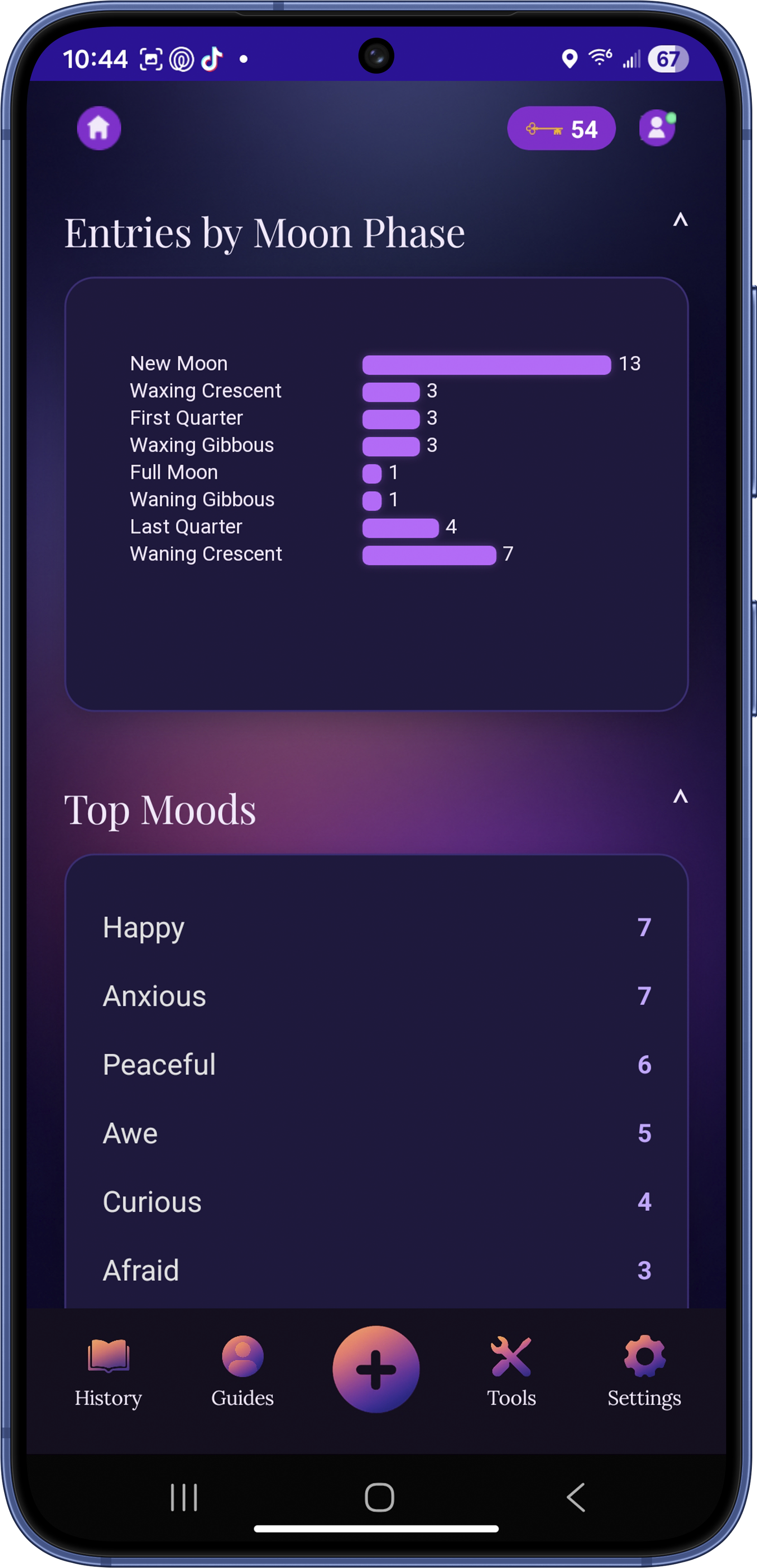 Dream Journal Stats Screenshot